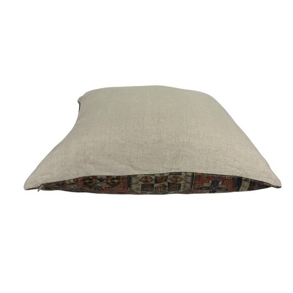 Pottery Barn Navin Printed Pillow Cover Linen Cotton 22x22 with Feather Insert - Picture 5 of 8